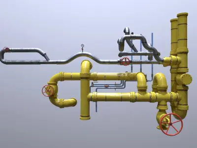 Modular Industrial Pipes - 42 Pieces Low-poly 3D model