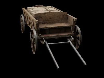 Medieval Horse cart  Low-poly 3D model