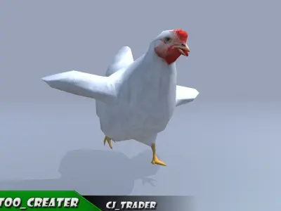 Low-Poly Chicken Collection Pack Rigged-Animated 3D Model Low-poly 3D model