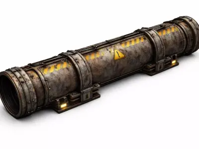 Industrial Sci-Fi Pipeline Tube - PBR Low Poly Game Ready Low-poly 3D model