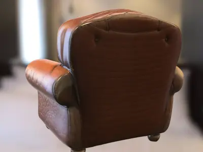 Classic Leather Armchair Low-poly 3D model