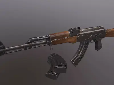 AK rifle Low-poly 3D model