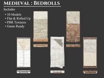 Medieval Collection Accessories Bedrolls 3D Model Pack