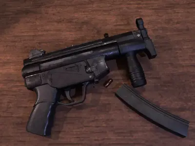 MP5k weapon Low-poly 3D model