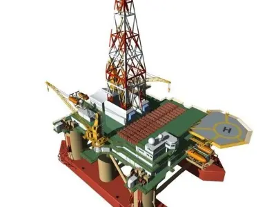 Semi Submersible Drilling Rig 3D model