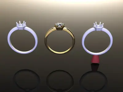 Hexagon Halo Basket Style Dainty Engagement Ring 3D print model
