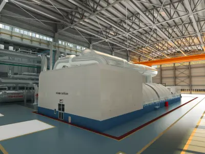 Thermal power plant - turbine generator unit building 3D model