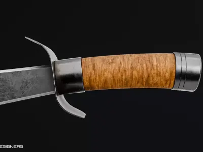 Medieval Curved Sword - Medieval Sword Weapon Low-poly 3D model