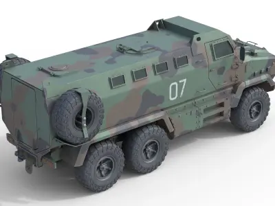 Kraz Shrek Military Vehicle  Low-poly 3D model