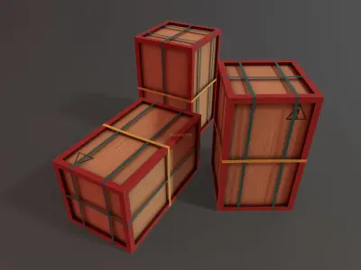 Stylized Wooden Shipping Crate 4K Game-Ready Low-poly 3D model