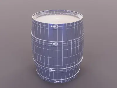 Old Barrel Low-poly 3D model