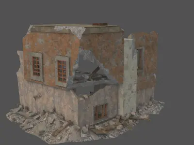 destroyed building Low-poly 3D model purchase