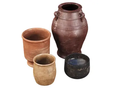 Outdoor Decorative Vases set V2  3D model