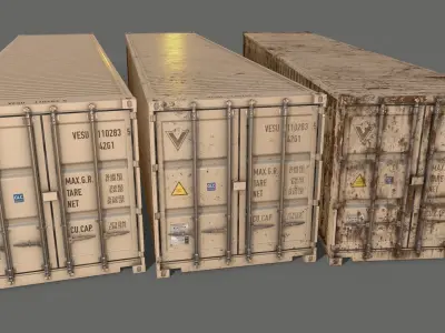 PBR 40 ft Shipping Cargo Container - White Low-poly 3D model