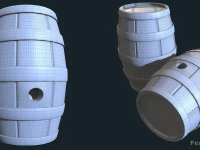 Old barrel 3D model purchase