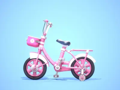 Game Ready Cartoony Bicycle Low-poly 3D model