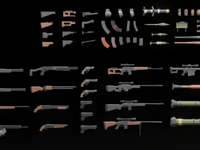 Low Poly Military Weapons Low-poly 3D model