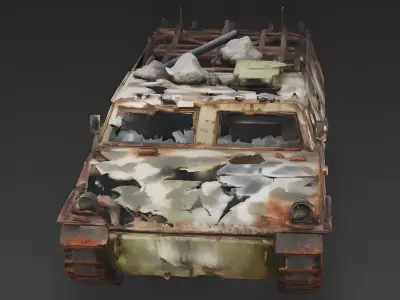 Demolished Armored Vehicle 3D Model 3D Model Low-poly 3D model