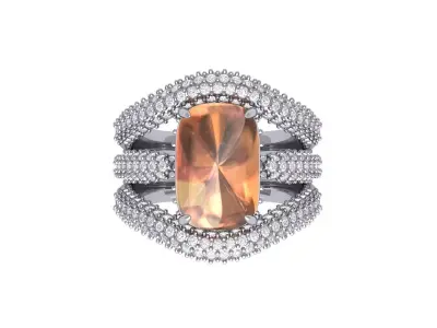 Cushion Art deco Ring 3D print model 5