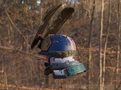 Post apocalyptic helmet Low-poly 3D model