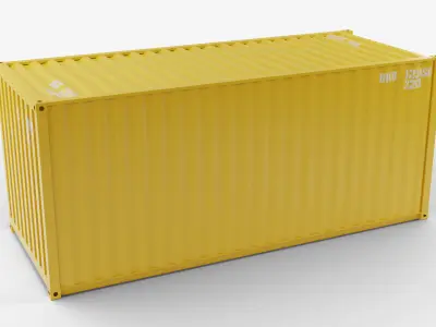 20Ft Cargo Container - Yellow - Clean 3D model