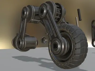 Hydraulic Suspension and Tire Basic Version Rigged and Animated Low-poly 3D model