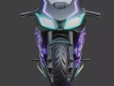 Cyberpunk Neon Tiger Sport Motorcycle Low-poly 3D model