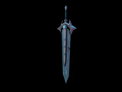 Lowpoly sword handpainted textures Free low-poly 3D model