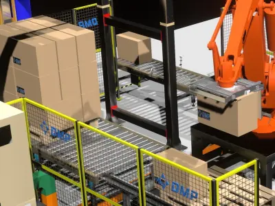 FULL Line Robot Palletizer Industrial - DMP Project  ABB 660 Low-poly 3D model