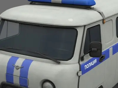 UAZ 2206 Buhanka Police Low-poly 3D model