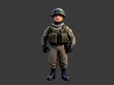 World War II Soldier Low-poly 3D model purchase