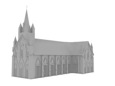 Low Poly Rosary Church Low-poly 3D model