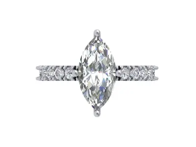 Marquise Solitaire Ring 3D print model 3