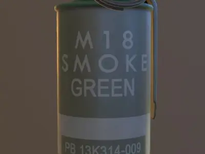 Green M18 Smoke Grenade USA PBR VR  AR  Games 3D model