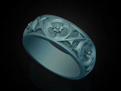 Gothic ornament Ring pattern V2 3D print model
