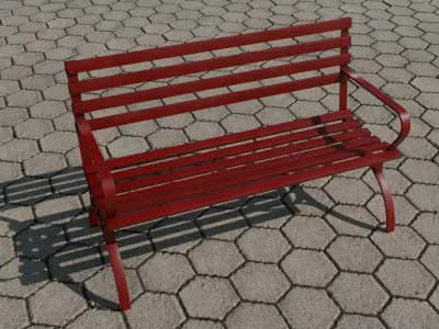 Metal Park Bench  Hard Surface Modeling Free low-poly 3D model