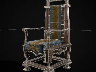 Regal Hardwood Chair Low-poly 3D model