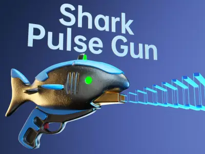 Original cartoon-style pulse gun for games 3D model