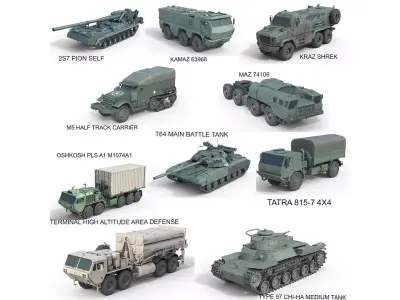 10 Military Vehicles Collection v18 Low-poly 3D model