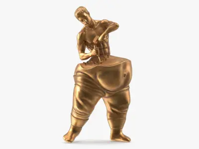 Conceptual Man Sculpting Body Statue Bronze 3D model