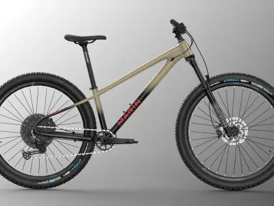 MTB hardtail in mud black Low-poly 3D model