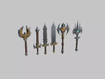 Lowpoly Medieval Fantasy Weapons Pack Low-poly 3D model