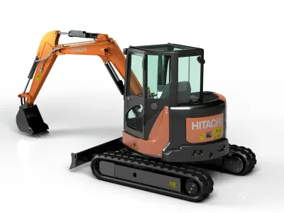 Rigged Hitachi Zaxis 55U - ZX55U Hydraulic Excavator 3D model