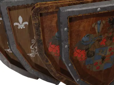 Shield Wooden Medieval Knight Adventurer Warrior 3D model