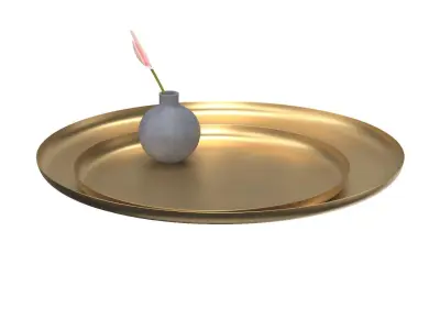 Oversized Antique Brass Metal Trays PBR 3D model