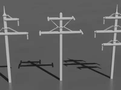 Pack electric pillars Low-poly 3D model