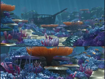 Cartoon Underwater  Low-poly 3D model