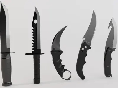Knife Low-poly 3D model 28
