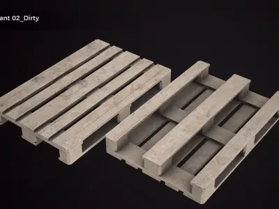 Wooden Pallet 3 Variants  Unity Unreal FBX PBR Low Poly 4K Low-poly 3D model