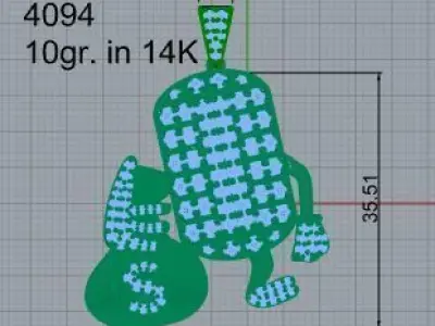 French Pave Military Dollar Pendant 4094 3D print model